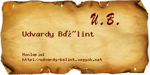 Udvardy Bálint névjegykártya